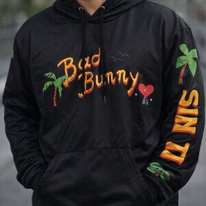 Bad Bunny Black Graphic Hoodie Size Large